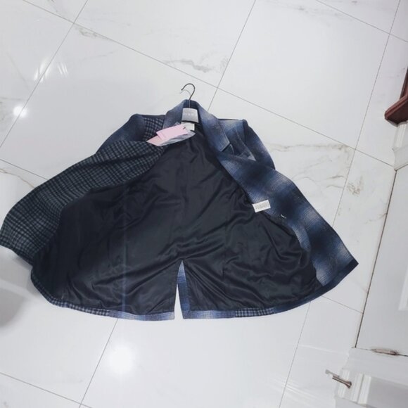 AVEC LES FILLES Tartan Plaid Patchwork Over Coat Blazer - Picture 4 of 15